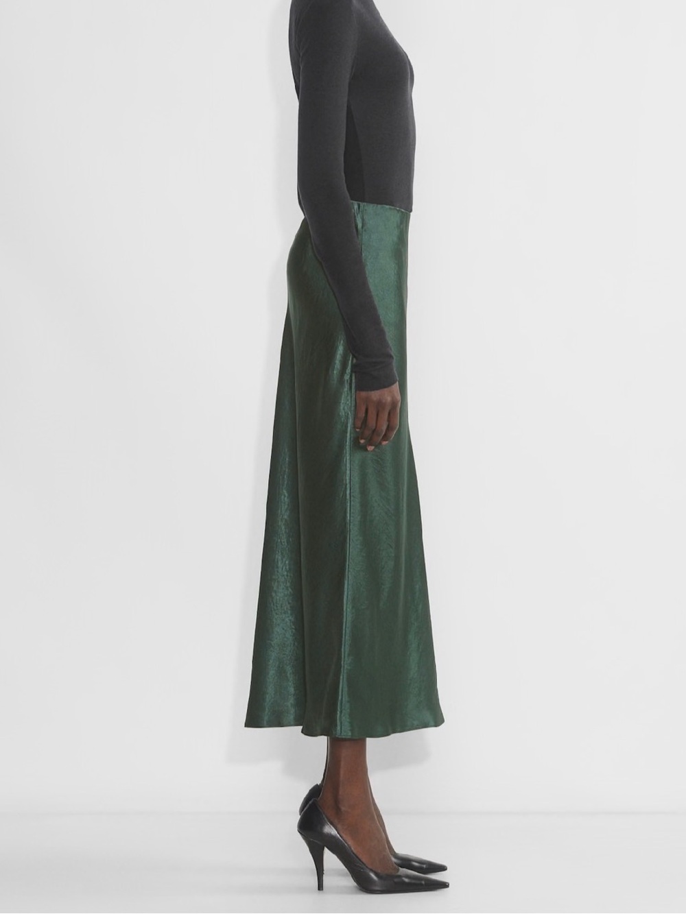 Babaton Emerald Green Satin Maxi Skirt - Picture 3 of 7